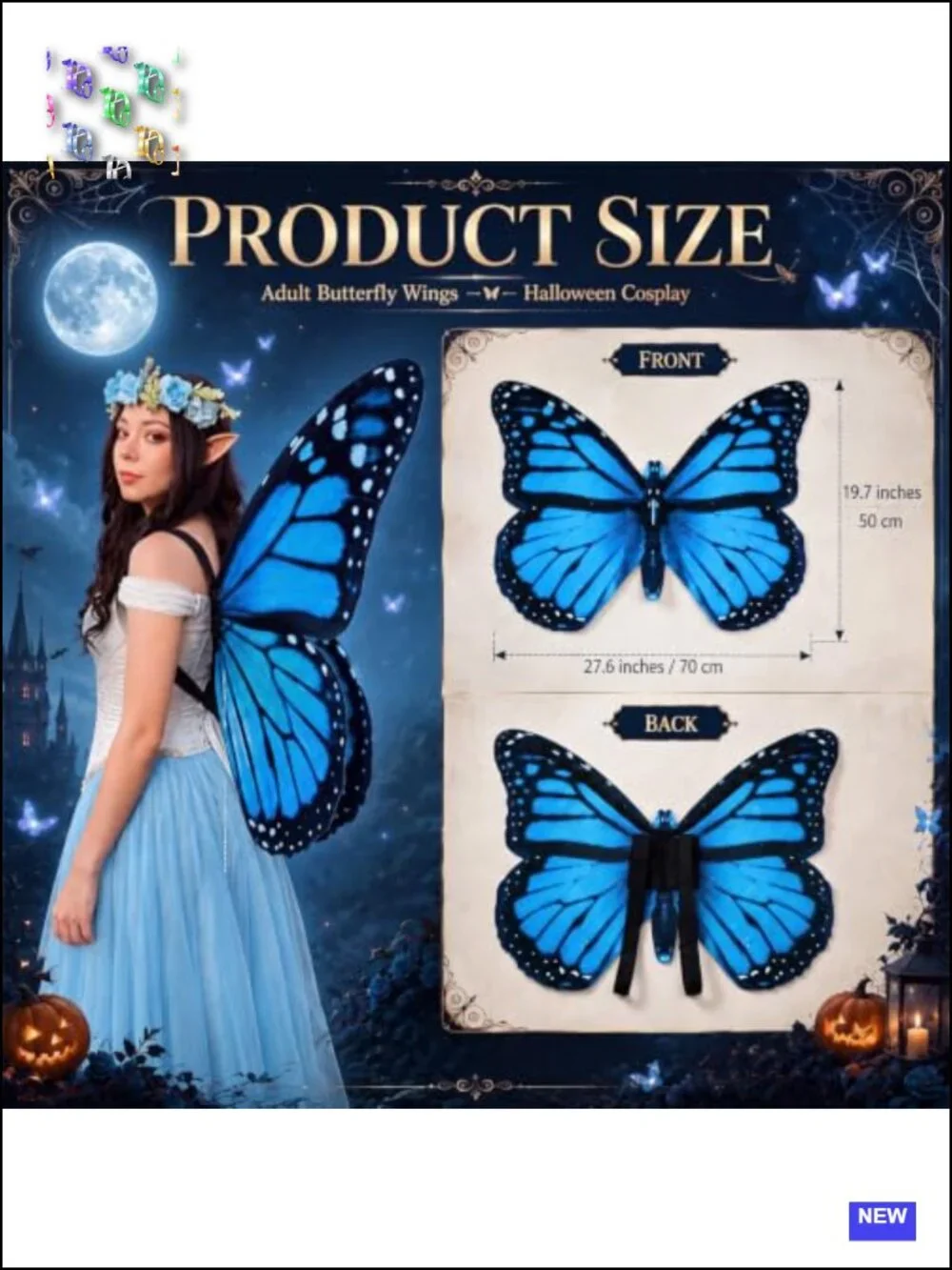 Halloween Butterfly Wings Costume, Adjustable Straps Adult